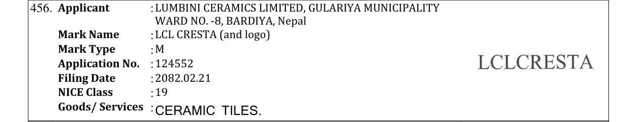 Original bulletin entry for LCL CRESTA (and logo)