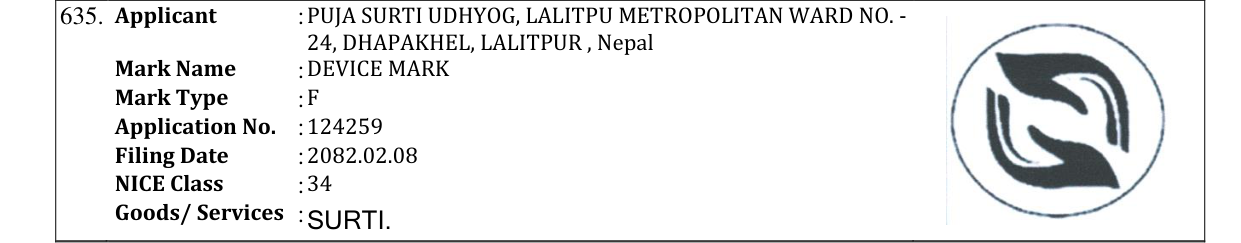 Original bulletin entry for DEVICE MARK