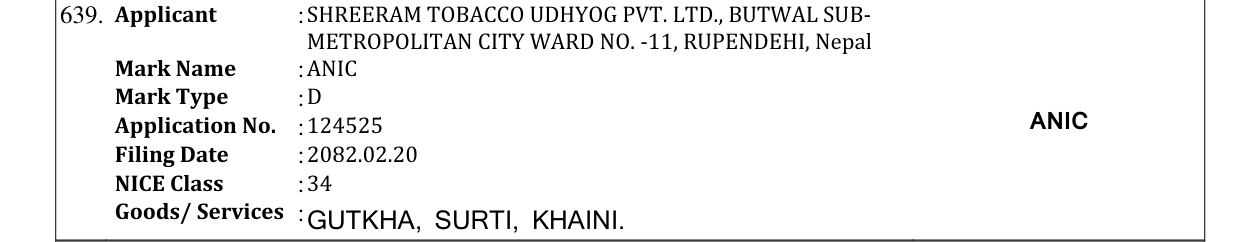 Original bulletin entry for ANIC
