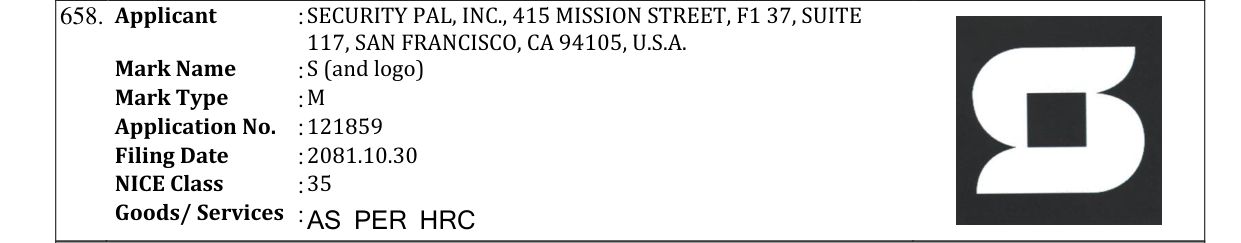 Original bulletin entry for S (and logo)