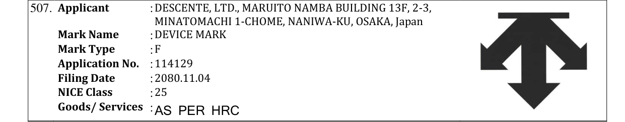 Original bulletin entry for DEVICE MARK