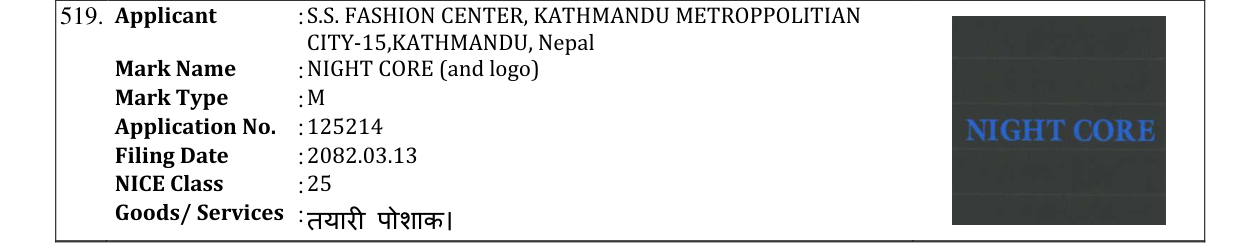 Original bulletin entry for NIGHT CORE (and logo)