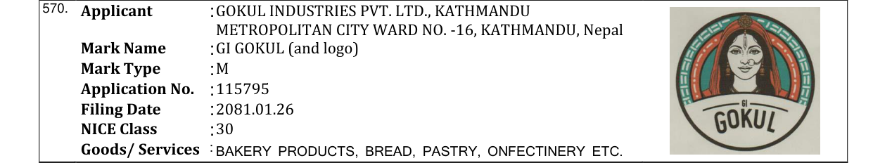 Original bulletin entry for GI GOKUL (and logo)