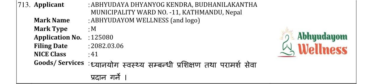 Original bulletin entry for ABHYUDAYOM WELLNESS (and logo)