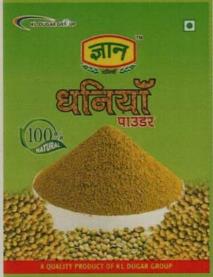 GYAN DHANIYAN POWDER (and logo) trademark logo