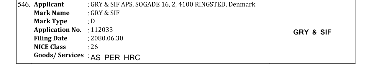Original bulletin entry for GRY & SIF