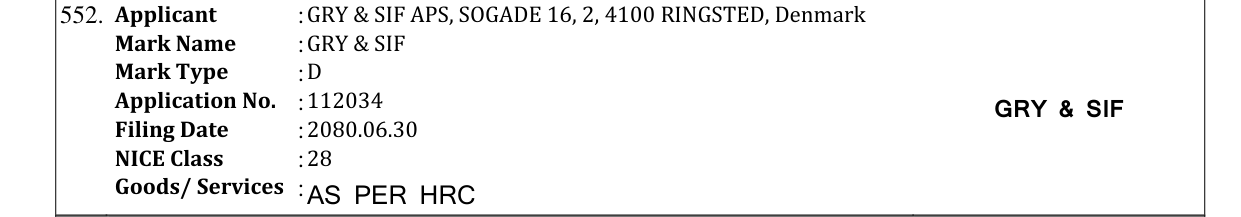 Original bulletin entry for GRY & SIF