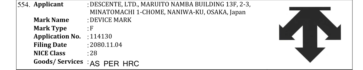 Original bulletin entry for DEVICE MARK