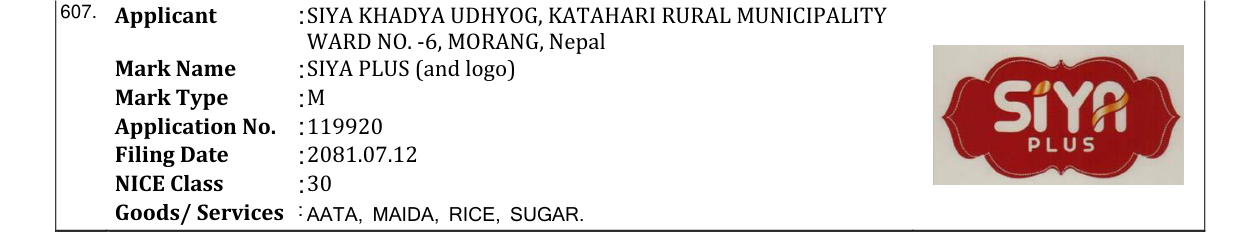 Original bulletin entry for SIYA PLUS (and logo)