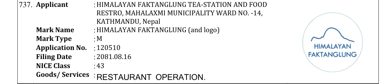 Original bulletin entry for HIMALAYAN FAKTANGLUNG (and logo)