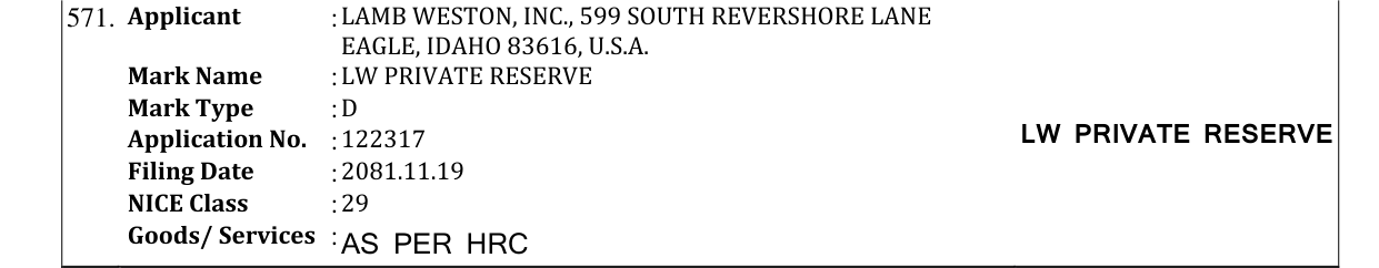 Original bulletin entry for LW PRIVATE RESERVE