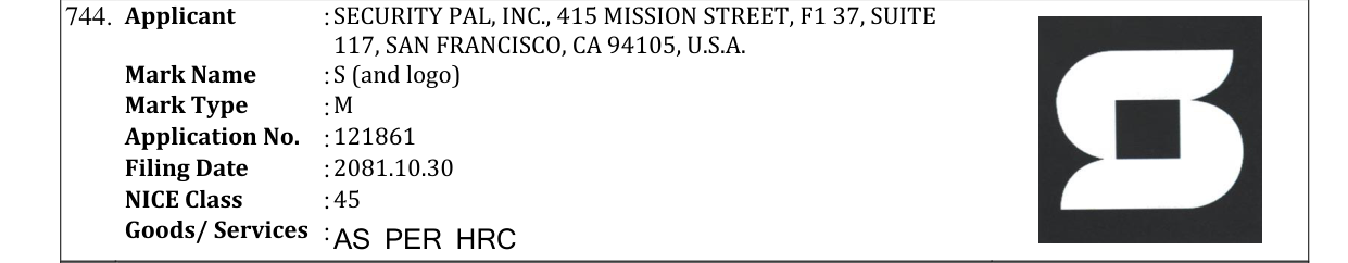 Original bulletin entry for S (and logo)