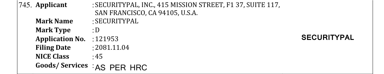 Original bulletin entry for SECURITYPAL