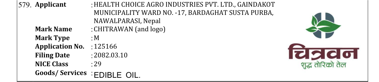 Original bulletin entry for CHITRAWAN (and logo)