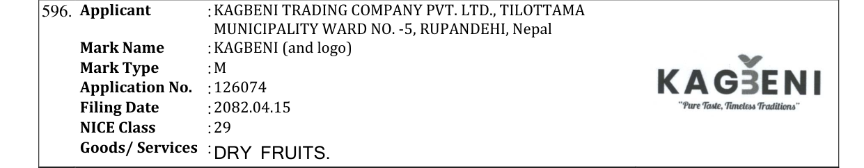 Original bulletin entry for KAGBENI (and logo)