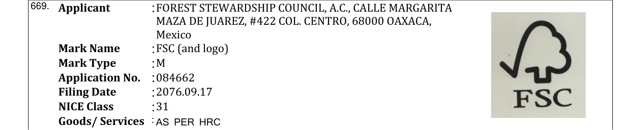 Original bulletin entry for FSC (and logo)