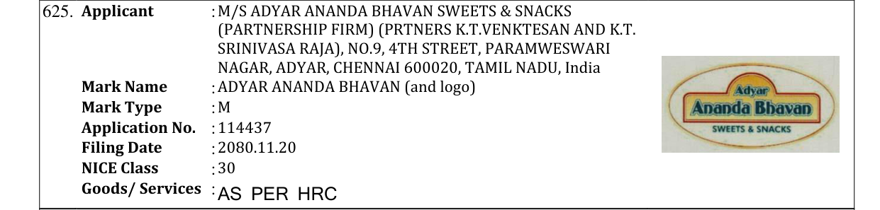 Original bulletin entry for ADYAR ANANDA BHAVAN (and logo)