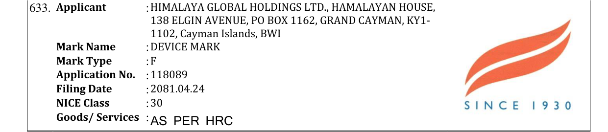 Original bulletin entry for DEVICE MARK