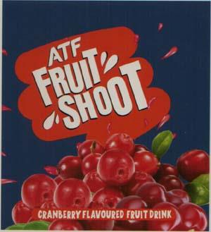 ATF FRUIT SHOOT CRANBERRY FLAVOURED FRUIT DRINK (and logo) trademark logo