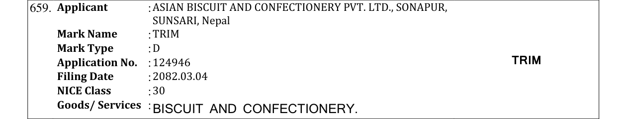 Original bulletin entry for TRIM