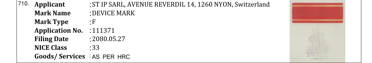 Original bulletin entry for DEVICE MARK