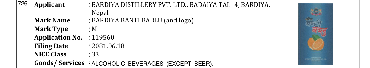 Original bulletin entry for BARDIYA BANTI BABLU (and logo)