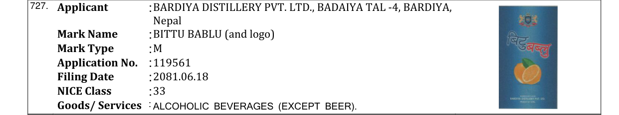 Original bulletin entry for BITTU BABLU (and logo)
