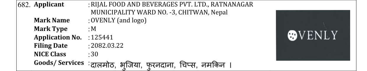 Original bulletin entry for OVENLY (and logo)