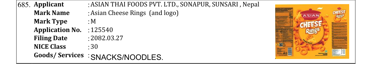 Original bulletin entry for Asian Cheese Rings (and logo)