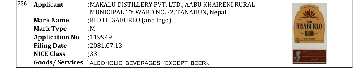 Original bulletin entry for RICO BISABURLO (and logo)