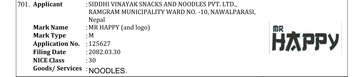 Original bulletin entry for MR HAPPY (and logo)