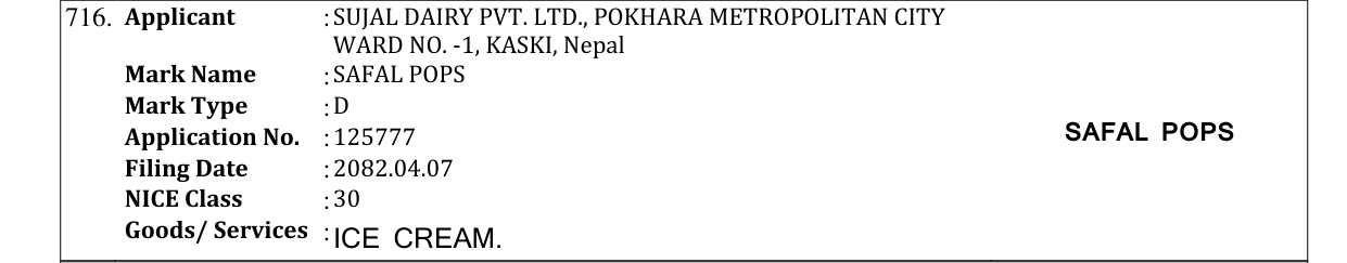 Original bulletin entry for SAFAL POPS
