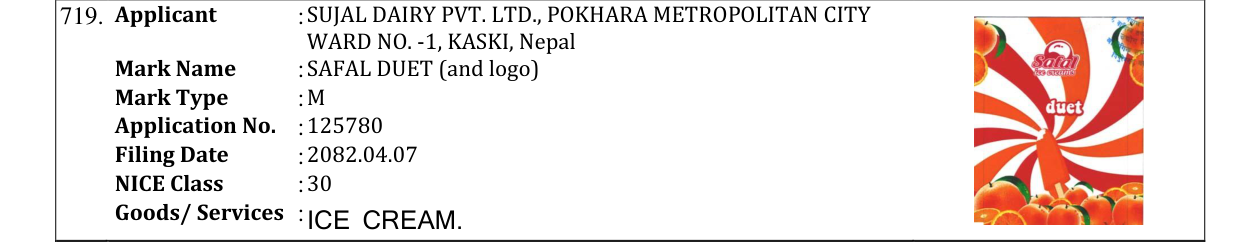 Original bulletin entry for SAFAL DUET (and logo)
