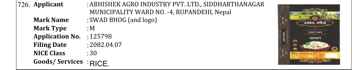 Original bulletin entry for SWAD BHOG (and logo)