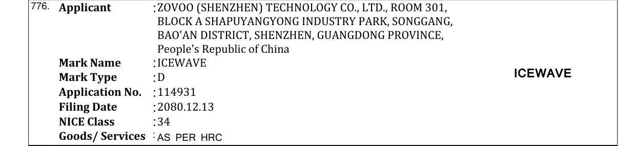 Original bulletin entry for ICEWAVE