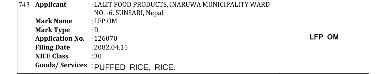 Original bulletin entry for LFP OM