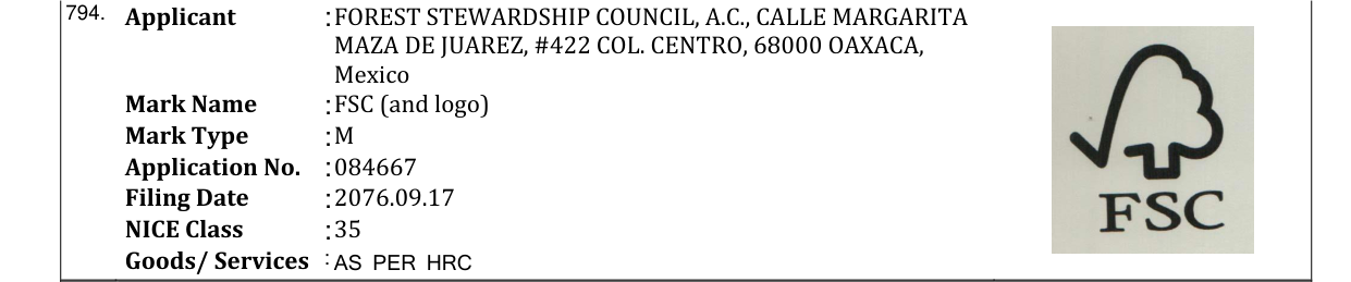 Original bulletin entry for FSC (and logo)
