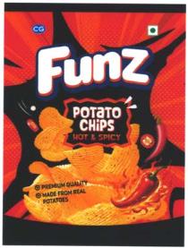 FUNZ POTATO CHIPS HOT & SPICY (and logo) trademark logo