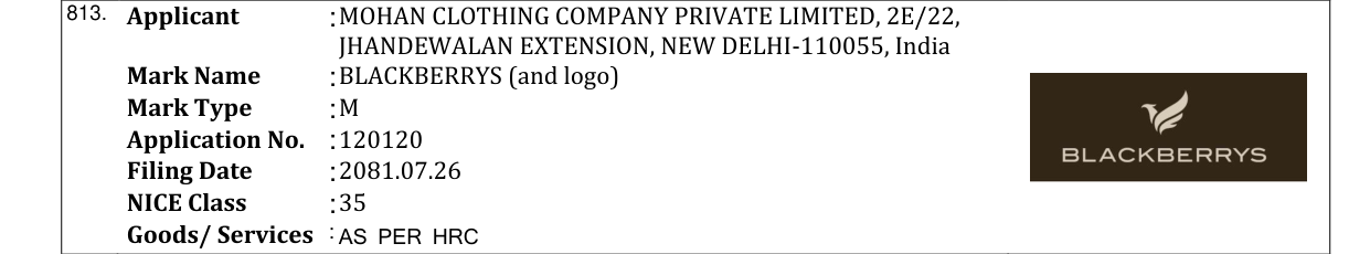 Original bulletin entry for BLACKBERRYS (and logo)