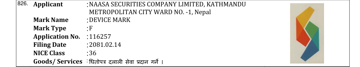 Original bulletin entry for DEVICE MARK