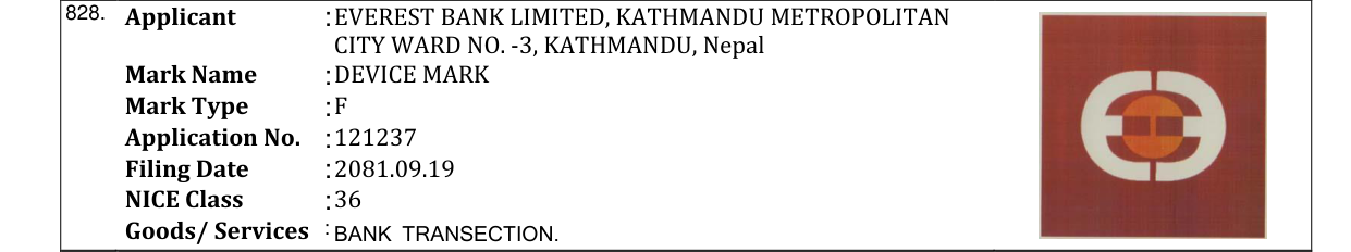Original bulletin entry for DEVICE MARK
