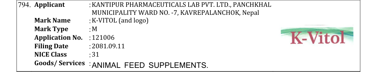 Original bulletin entry for K-VITOL (and logo)