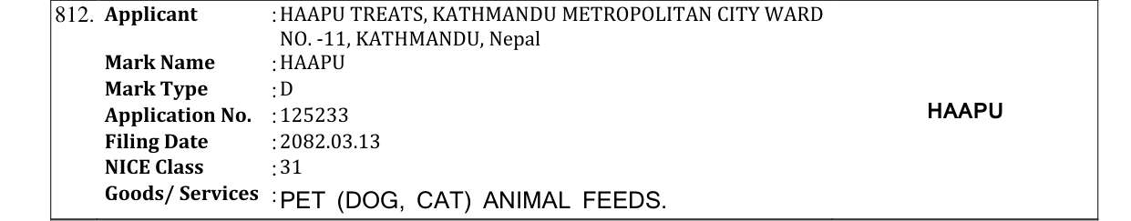 Original bulletin entry for HAAPU