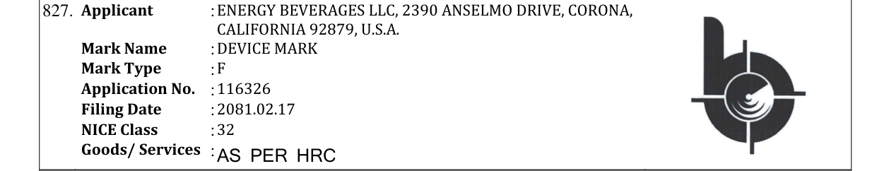 Original bulletin entry for DEVICE MARK