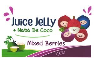 JUICE JELLY + NATA DE COCO MIXED BERRIES (and logo) trademark logo