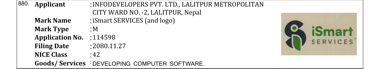 Original bulletin entry for iSmart SERVICES (and logo)