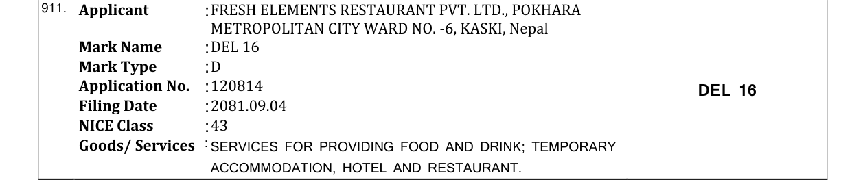 Original bulletin entry for DEL 16