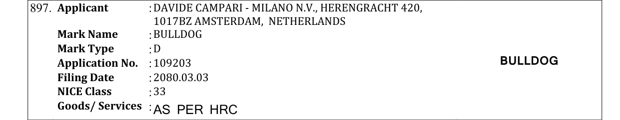 Original bulletin entry for BULLDOG