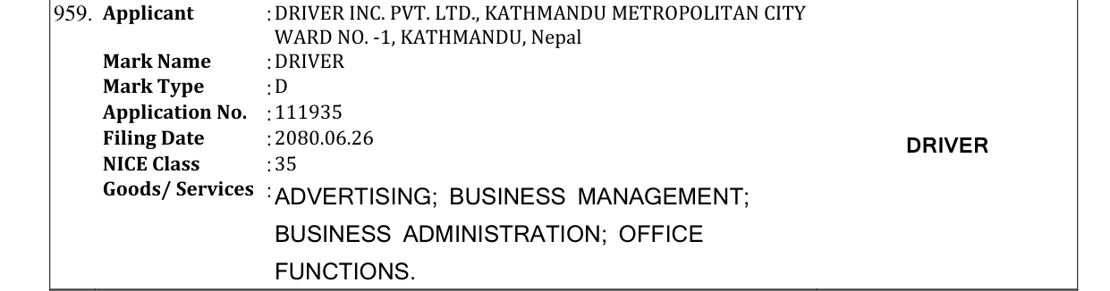 Original bulletin entry for DRIVER