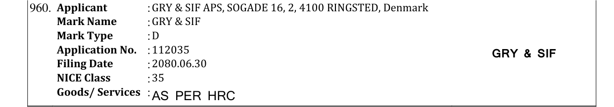 Original bulletin entry for GRY & SIF